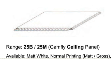 Camfly PVC Ceiling - 25B37 250mm x 4m.