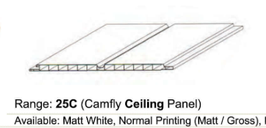Camfly PVC Ceiling - 25C23 Groove 250mm x 4m.