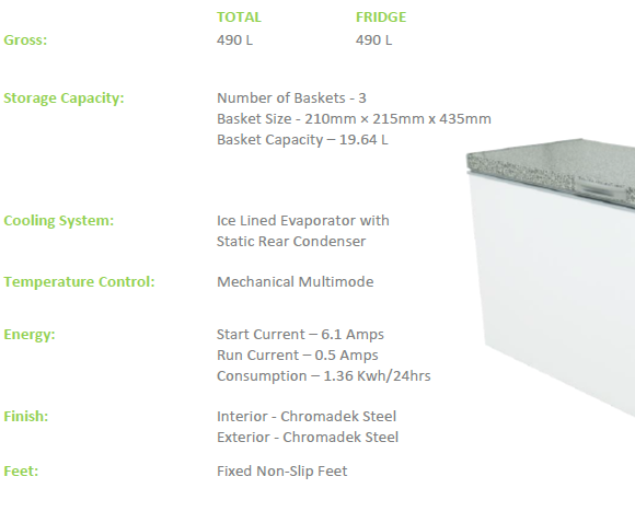 CE530F Fridge Star chest freezer 490L