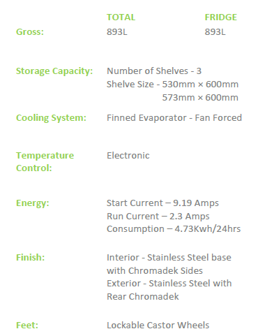 EB2300SG Under Bar fridge 893 Litre Capacity