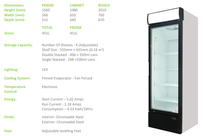 EH650 Fridge Star single door beverage cooler