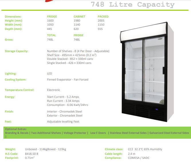 ES1140SL FRIDGE STAR SLIDING DOORS BEVERAGE COOLER.