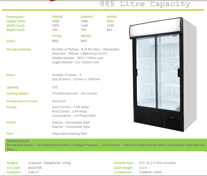 ES1140 FRIDGE STAR SLIDING DOORS BEVERAGE COOLER.