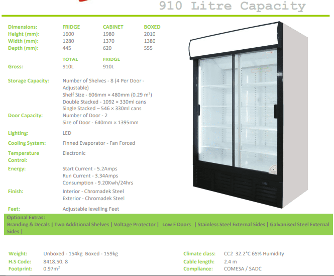 ES1360 FRIDGE STAR SLIDING DOORS BEVERAGE COOLER.
