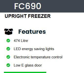 FC690 Fridge Star upright freezer 474 Litre