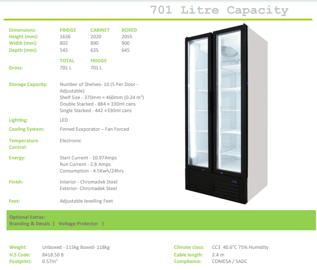 FH890 FRIDGE STAR HINGED FULL DOORS BEVERAGE COOLER.