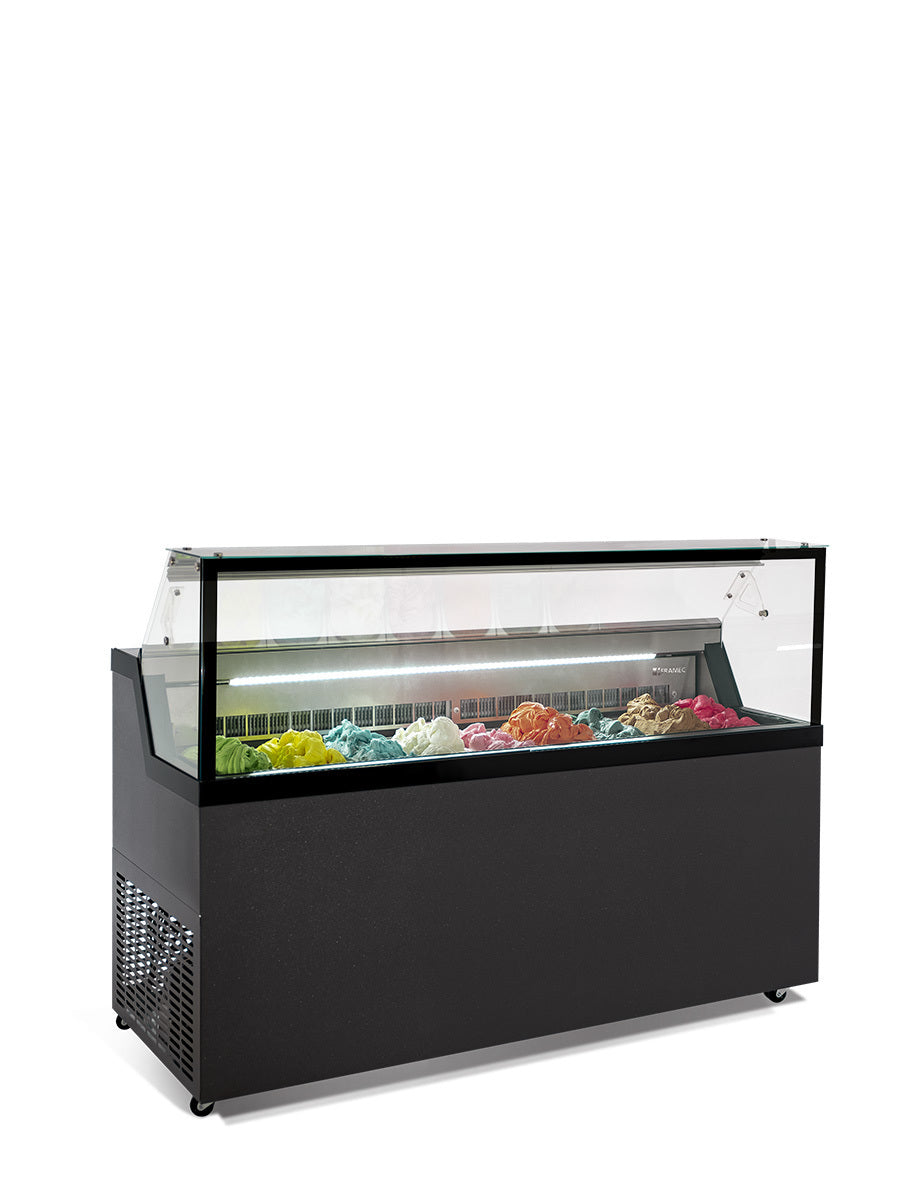 Framec Mirabella H9G Black -Flat Glass 9 Scoop ice-cream Freezer