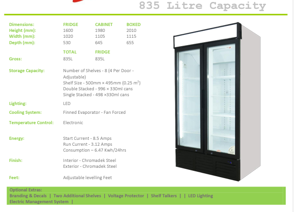 EH1135 FRIDGE STAR Hinged Double Door Beverage Cooler