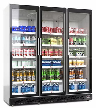 Grandé-Lux Bottle Cooler - 3 Door Hinged Door (1690L) Grey with Black Trim