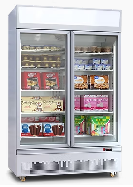 Grande Lite GLI-GDF-2 Glass Double Door Upright Freezer 800L Black Trim