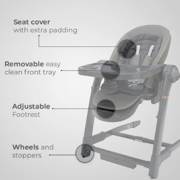 Royal 3 in 1 Swing and High Chair - Grey