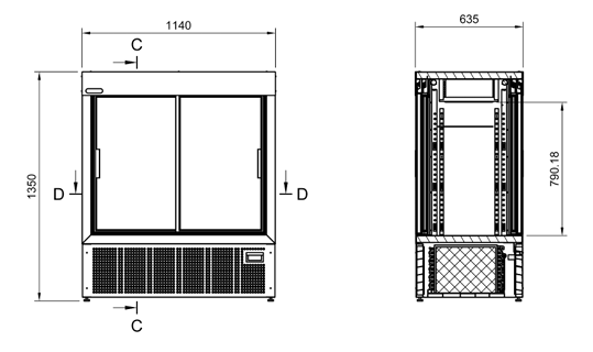 Staycold SD1140-FLC Display cooler w/ sliding doors on front and back