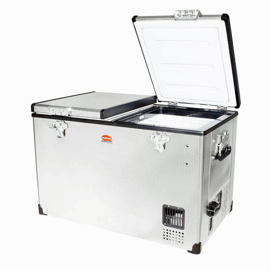 Snomaster SMDZ-TR82D - 81.5L Dual Compartment Stainless Steel Fridge/Freezer AC/DC