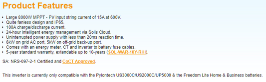 Solis Energy Storage 5kW Hybrid S5 Inverter with DC switch - Megastar Home and Commercial Products Pty LTD