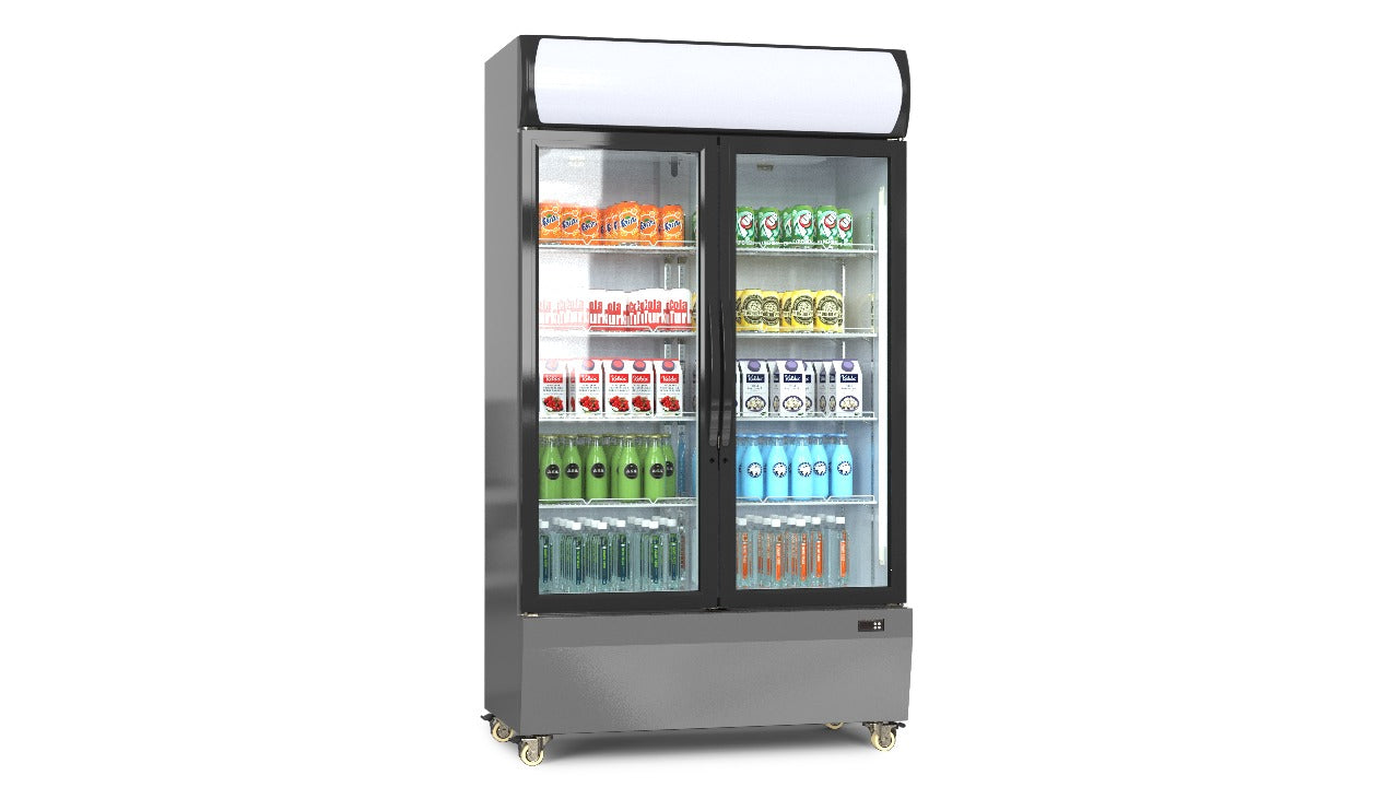 Grandé-Lux Bottle Cooler - Double Hinged Door (1100L) Grey with Black Trim