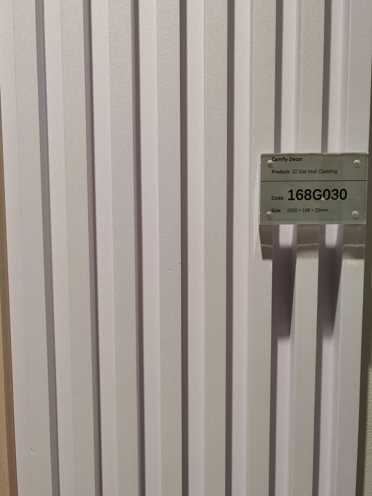 Camfly 168G030 White Fluted Slat Wall Cladding Length: 2900mm, Width: 170mm, Thickness: 23mm