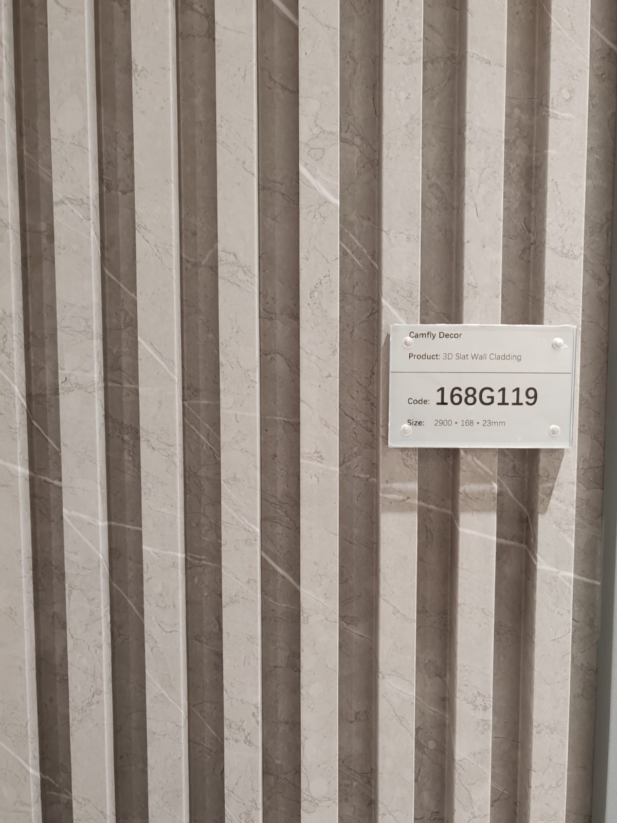 Camfly 168G119 Marble Fluted Slat Wall Cladding Length: 2900mm, Width: 170mm, Thickness: 23mm