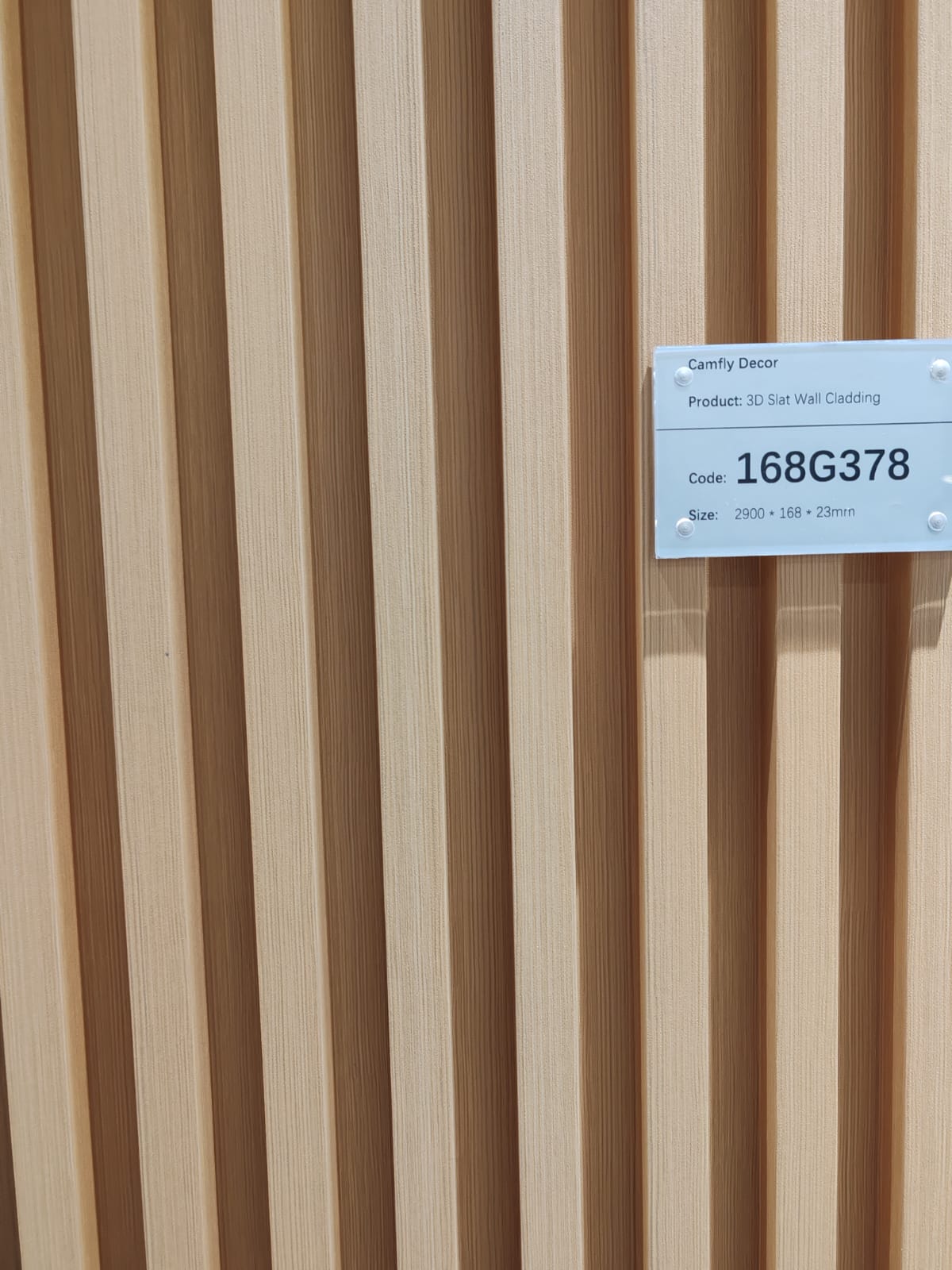 Camfly 168G378 Light Brown Fluted Slat Wall Cladding Length: 2900mm, Width: 170mm, Thickness: 23mm