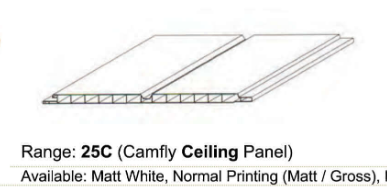 Camfly PVC Ceiling - 25C37 Groove 250mm x 4m.