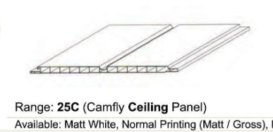 Camfly PVC Ceiling - 25C42 Groove 250mm x 4m.