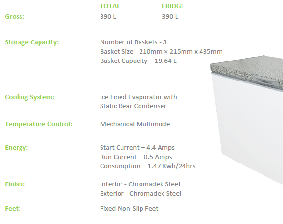 CE430F Fridge Star chest freezer 390L