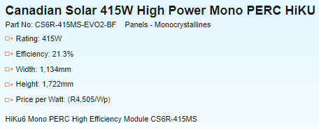 Canadian Solar 415W High Power Mono PERC HiKU Black Frame with MC4-EVO2