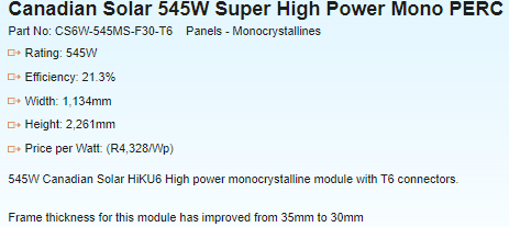 Bulk Buy - QTY 35 x Canadian Solar 545W Super High Power Mono PERC HiKU6 with T6 and F30 Frame
