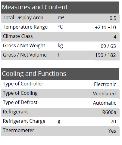 TEFCOLD DB201H 182lt Glass Door Under-Counter Bar Fridge (Matt Black)