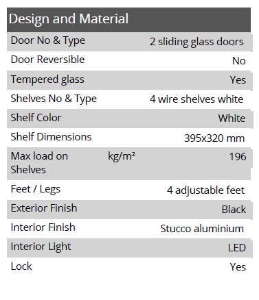 TEFCOLD DB201S 182lt Sliding Glass Door Under-Counter Bar Fridge (Matt Black)