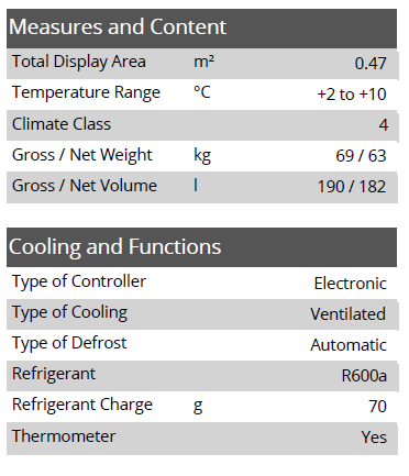 TEFCOLD DB201S 182lt Sliding Glass Door Under-Counter Bar Fridge (Matt Black)