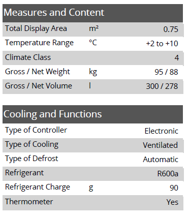 TEFCOLD DB301 H-3 278lt Hinged Glass Door Under-Counter Bar Fridge (Matt Black)