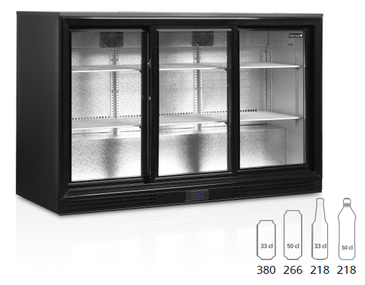 TEFCOLD DB301 S-3 278lt Sliding Glass Door Under-Counter Bar Fridge (Matt Black)