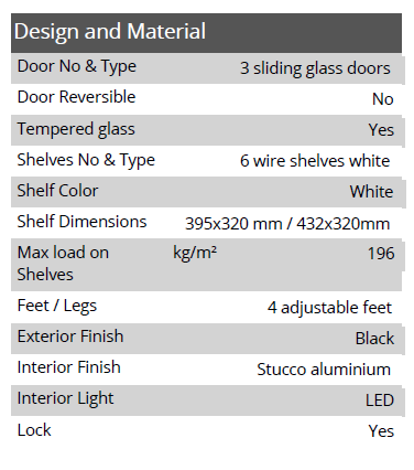 TEFCOLD DB301 S-3 278lt Sliding Glass Door Under-Counter Bar Fridge (Matt Black)