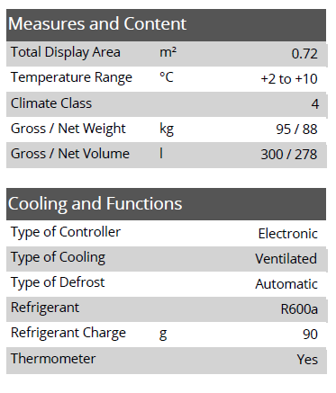 TEFCOLD DB301 S-3 278lt Sliding Glass Door Under-Counter Bar Fridge (Matt Black)