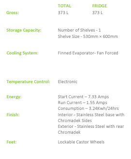 EB1150BG Fridge Star Under Bar Cooler 373 Litre Capacity Glass Door