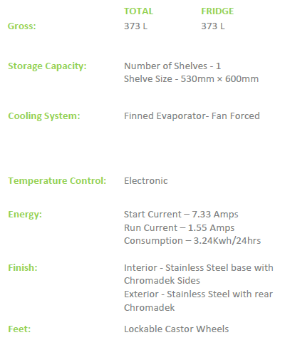 EB1150SS Fridge Star Under Bar Cooler 373 Litre Capacity