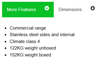 EB1720BG Fridge Star Splash Back under bar fridge Glass Door 633L