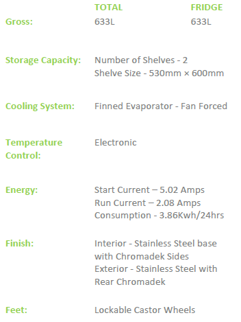 EB1720SS Fridge Star Under Bar fridge 633 Litre Capacity