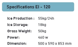 ICE-X  EI - 120  - 55kg / 24h Plumbed-In Ice-Maker - Block Ice