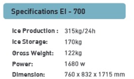 ICE-X  EI-700  - 315kg / 24h Plumbed-In Ice-Maker - Block Ice