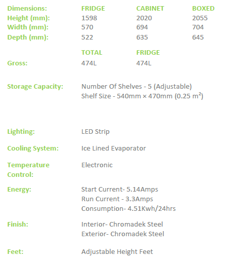FC690 Fridge Star upright freezer 474 Litre