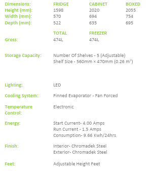 FF690 Fridge Star Single Door upright freezer 474 Litre