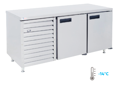 JUST REFRIGERATION FUB6S/C  - Stainless steel door Underbar Freezer Self Contained Cabinet 1.78m - 2 Door