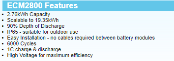 FoxESS ECM 2.76kWh IP65 57.6V High Voltage Battery (Master)