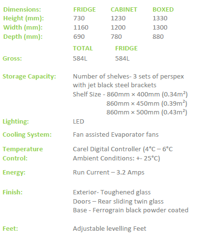 Fridge Star  Square Glass SR1200F Salmon Refrigerated Display Cabinet 584 Litre Capacity 1.2m