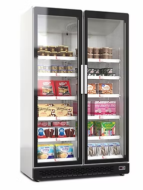 Grande Lux GLI-GDF-2 Glass Double Door Upright Freezer 1010L White