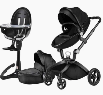 HotMom Cocoon Stroller + Black & Gold High Chair