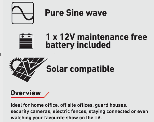 FBIT850CP 850VA 12VDC PURE SINE WAVE INVERTER TROLLEY.