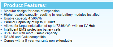 Pylon UP5000 4.8kWh Li-Ion Solar Battery 48V