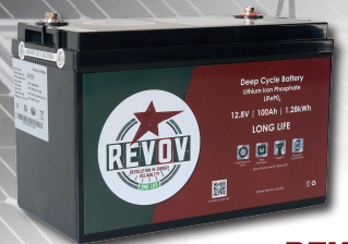 REVOV 1st LiFe Lithium-Iron Battery 12.8V 100Ah 1.28kWh.